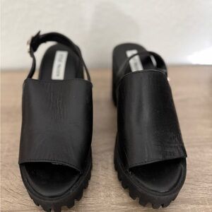 Steve Madden Black Leather Mules